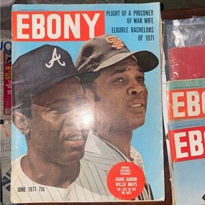 1971, Willie Mays / Hank Aaron, "EBONY" Magazine (Scarce / Vintage) used